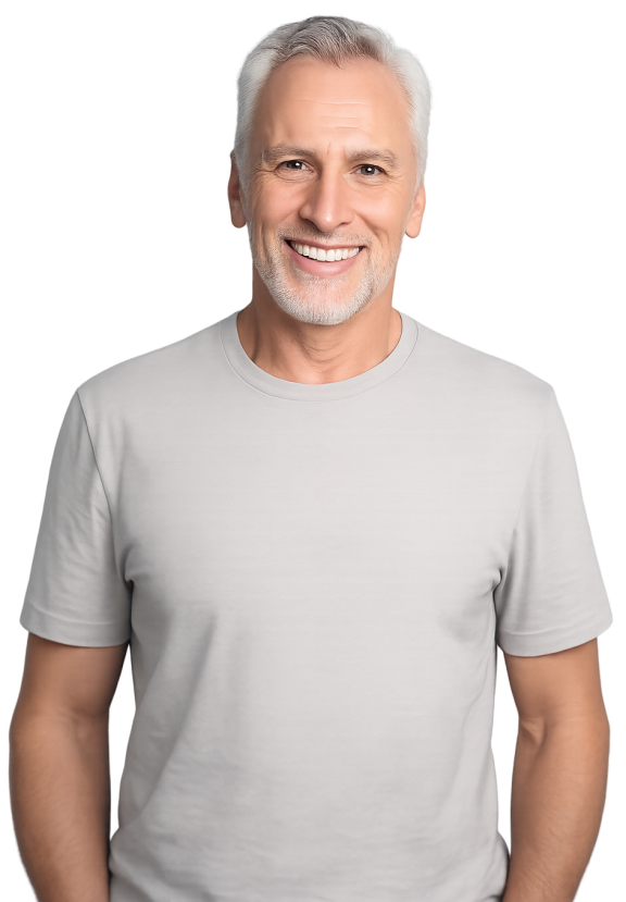 a man in a grey t shirt