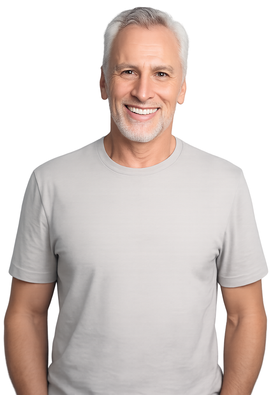 a man in a grey t shirt