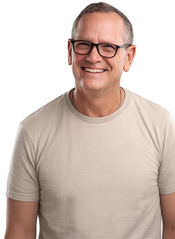 a man in a beige t shirt