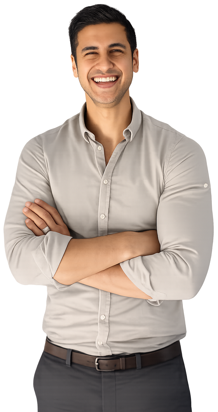a man in a beige shirt
