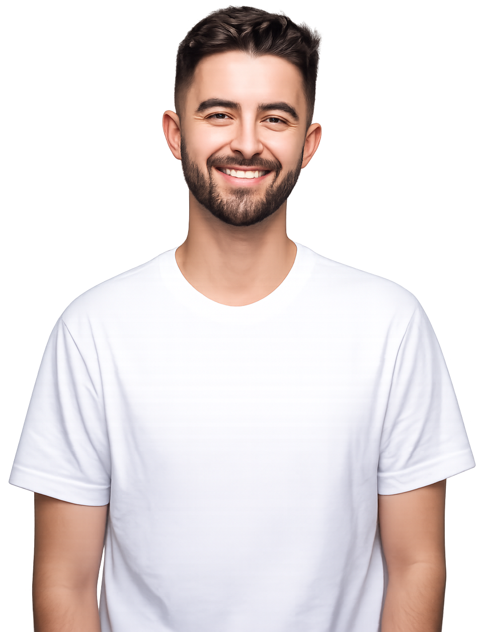 a man with a white t shirt