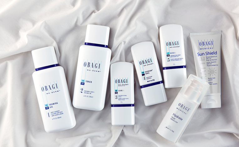 seven Obagi treatment bottles
